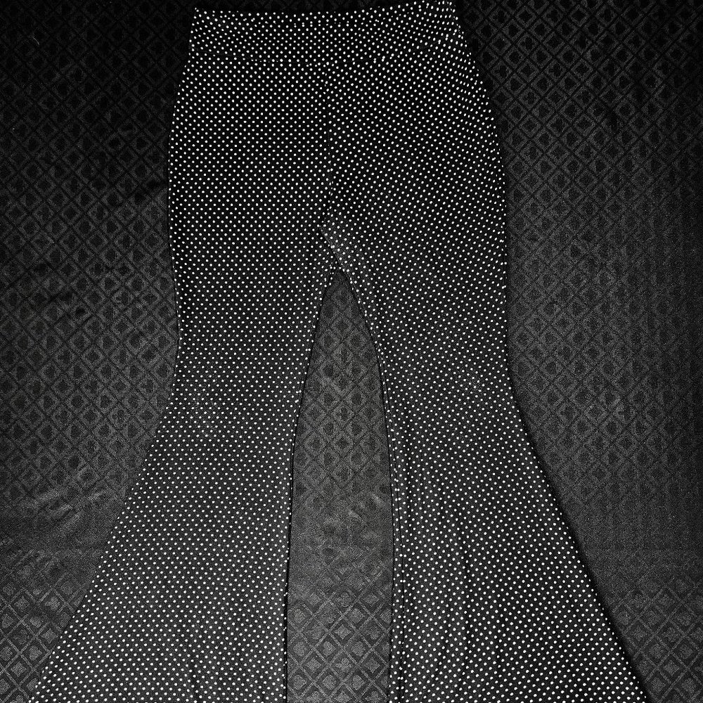 B/W Polka Dot Bell Bottoms/Flare Pants